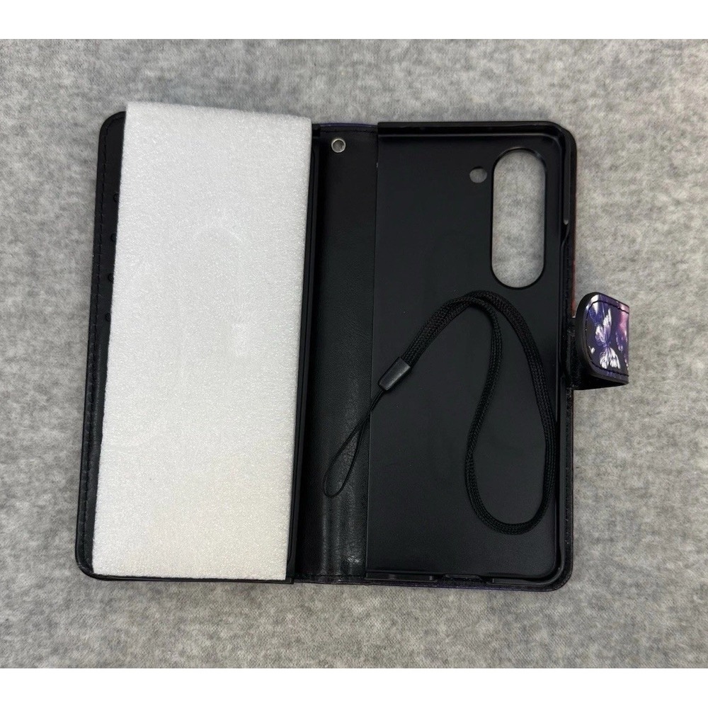 Phone Case Samsung Galaxy Z Fold 6 Case Hinge Cover Butterfly Wallet Phone Case - Picture 3 of 11